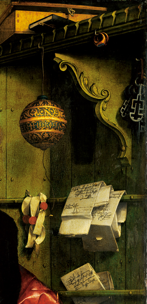   小汉斯·荷尔拜因 Hans Holbein the Younger——格奥尔格·吉斯泽肖像 局部